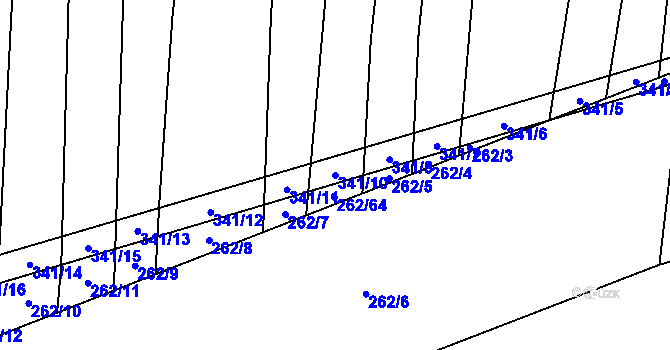 Parcela st. 341/10 v KÚ Pěnčín na Moravě, Katastrální mapa