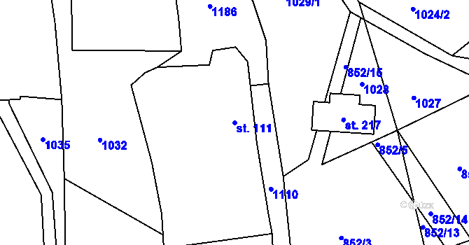 Parcela st. 111 v KÚ Perálec, Katastrální mapa