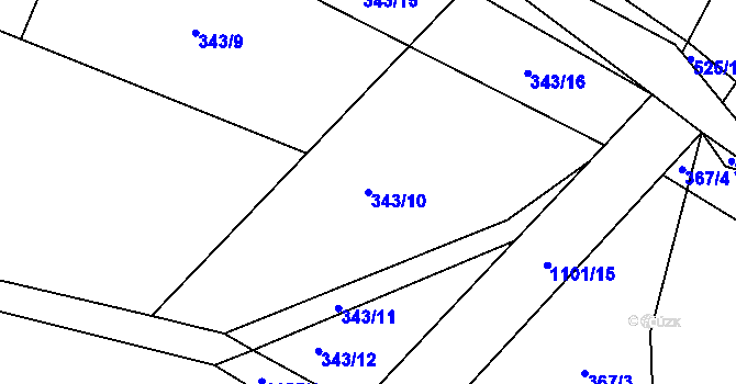 Parcela st. 343/10 v KÚ Perálec, Katastrální mapa