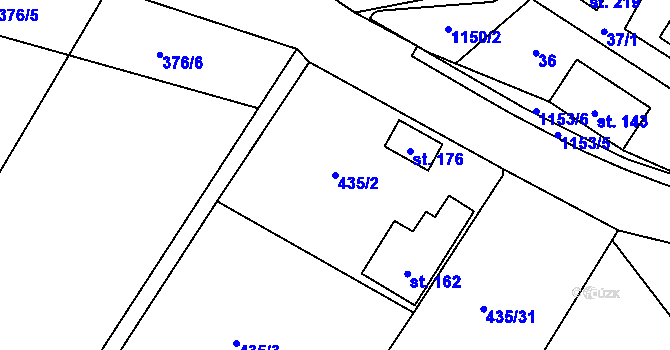 Parcela st. 435/2 v KÚ Perálec, Katastrální mapa