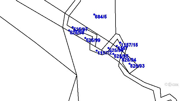 Parcela st. 1157/2 v KÚ Perálec, Katastrální mapa