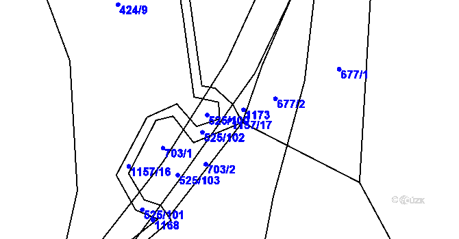Parcela st. 1157/17 v KÚ Perálec, Katastrální mapa