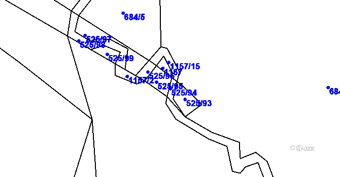 Parcela st. 525/94 v KÚ Perálec, Katastrální mapa