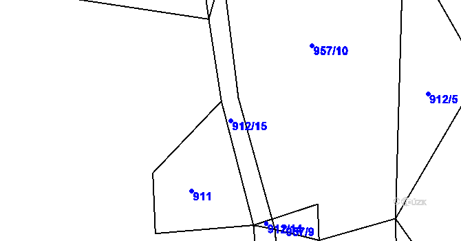 Parcela st. 912/15 v KÚ Perálec, Katastrální mapa