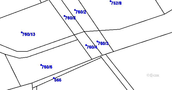 Parcela st. 760/4 v KÚ Perálec, Katastrální mapa