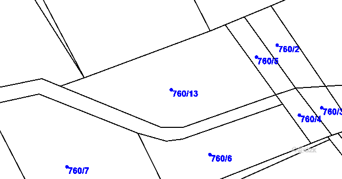 Parcela st. 760/13 v KÚ Perálec, Katastrální mapa