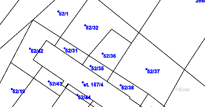 Parcela st. 52/36 v KÚ Perálec, Katastrální mapa