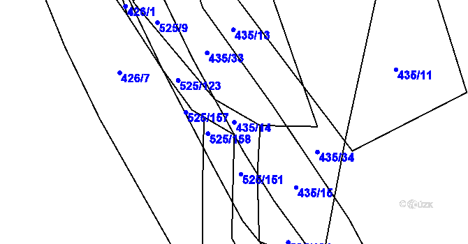 Parcela st. 435/14 v KÚ Perálec, Katastrální mapa