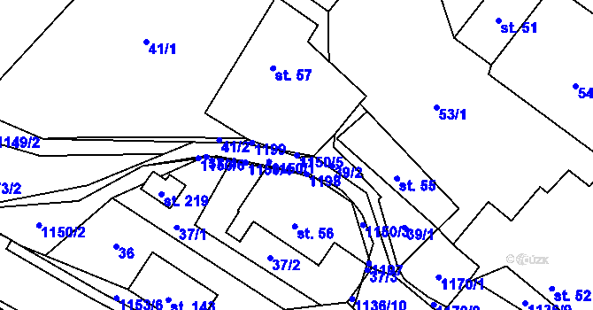 Parcela st. 1150/5 v KÚ Perálec, Katastrální mapa