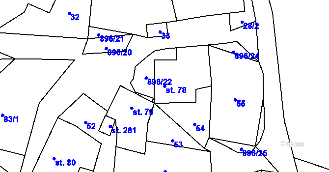 Parcela st. 78 v KÚ Zderaz, Katastrální mapa