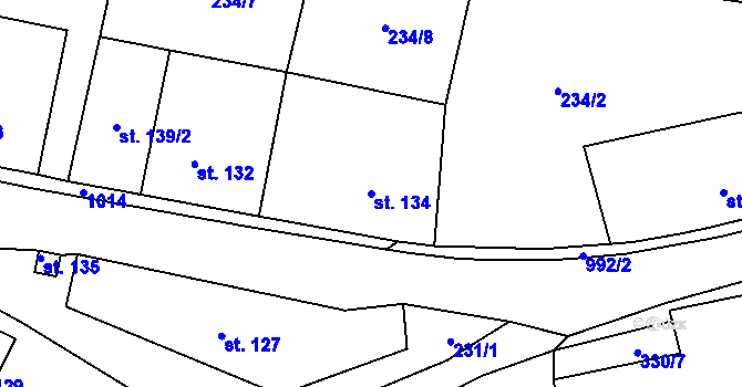 Parcela st. 134 v KÚ Zderaz, Katastrální mapa