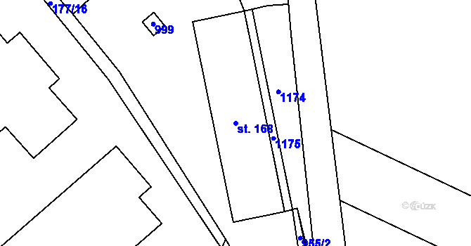 Parcela st. 168 v KÚ Zderaz, Katastrální mapa