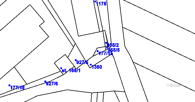 Parcela st. 177/15 v KÚ Zderaz, Katastrální mapa