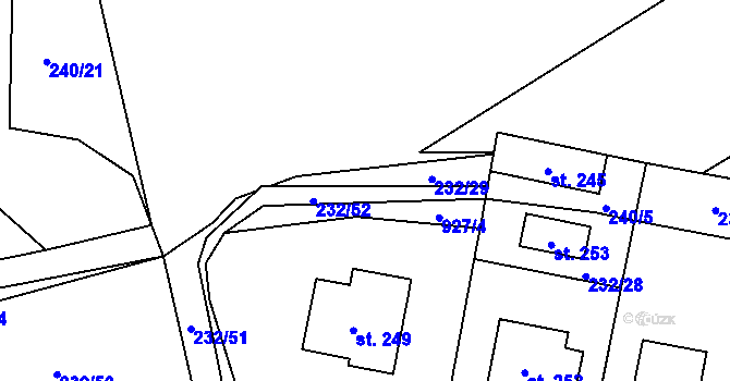 Parcela st. 232/29 v KÚ Zderaz, Katastrální mapa