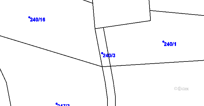 Parcela st. 240/3 v KÚ Zderaz, Katastrální mapa