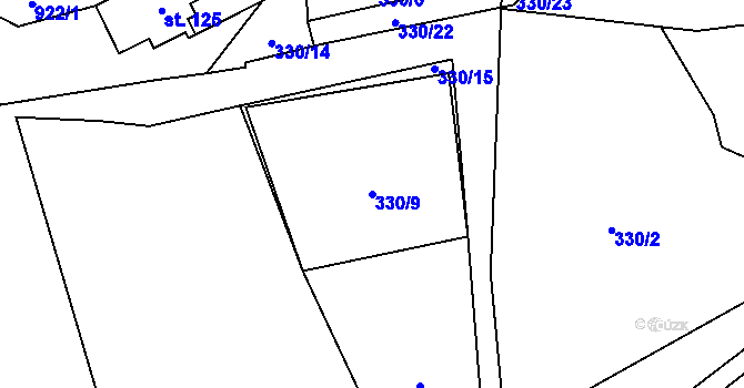 Parcela st. 330/9 v KÚ Zderaz, Katastrální mapa