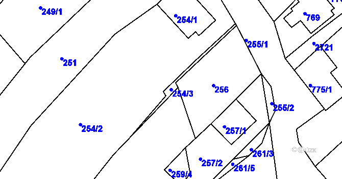 Parcela st. 254/3 v KÚ Perná, Katastrální mapa