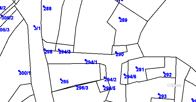 Parcela st. 294/5 v KÚ Perná, Katastrální mapa
