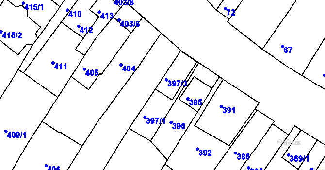 Parcela st. 397/3 v KÚ Perná, Katastrální mapa