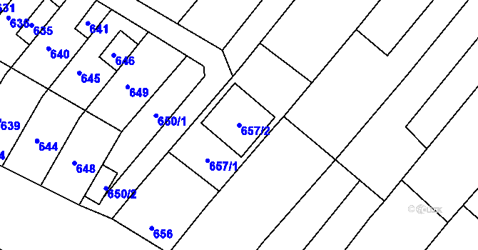 Parcela st. 657/2 v KÚ Perná, Katastrální mapa