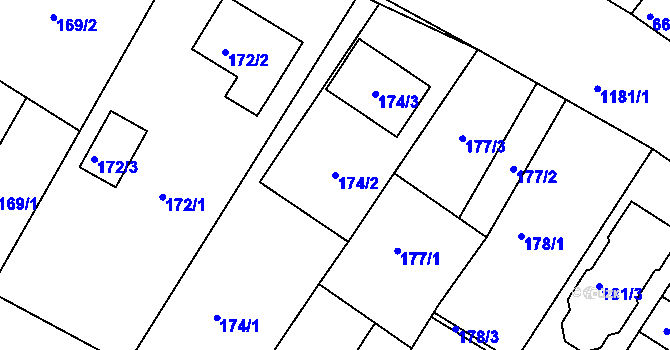 Parcela st. 174/2 v KÚ Perná, Katastrální mapa
