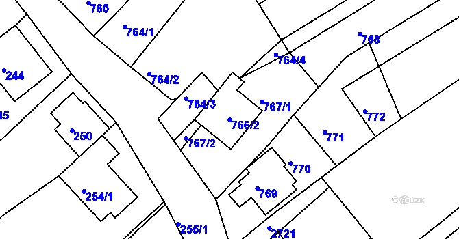 Parcela st. 766/2 v KÚ Perná, Katastrální mapa