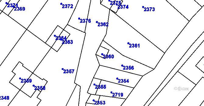 Parcela st. 2360 v KÚ Perná, Katastrální mapa