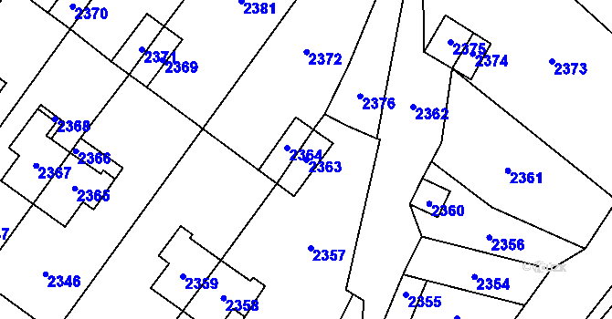 Parcela st. 2363 v KÚ Perná, Katastrální mapa