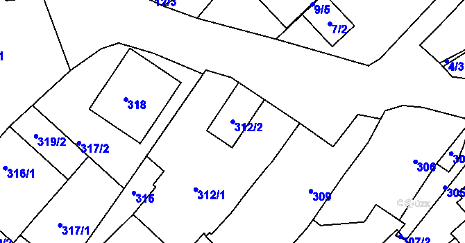 Parcela st. 312/2 v KÚ Perná, Katastrální mapa