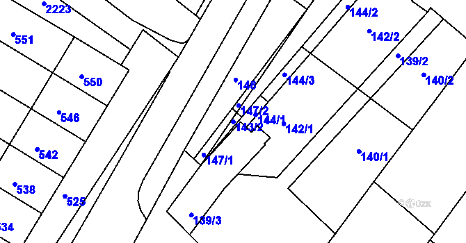 Parcela st. 143/2 v KÚ Perná, Katastrální mapa