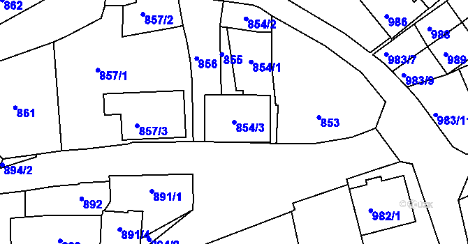 Parcela st. 854/3 v KÚ Perná, Katastrální mapa