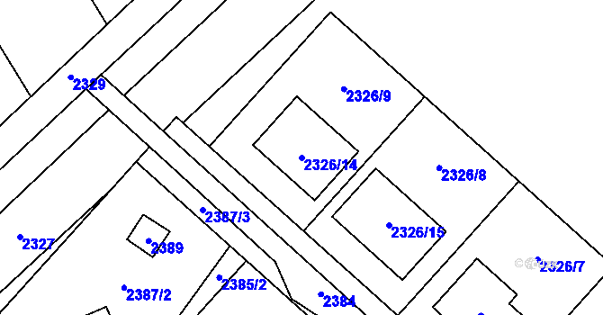 Parcela st. 2326/14 v KÚ Perná, Katastrální mapa
