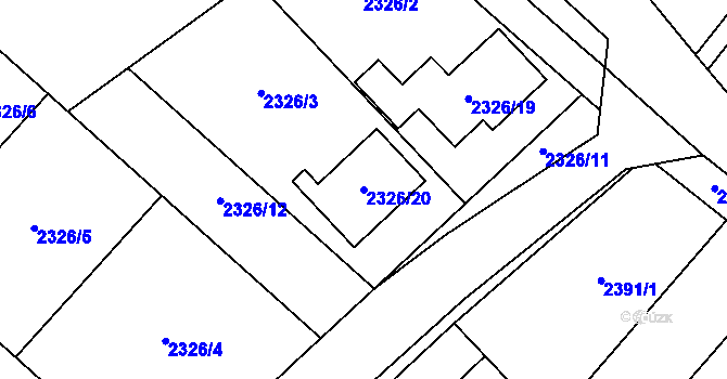 Parcela st. 2326/20 v KÚ Perná, Katastrální mapa