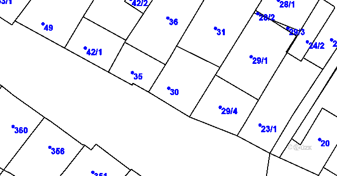 Parcela st. 30 v KÚ Perná, Katastrální mapa