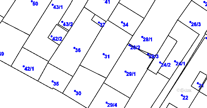 Parcela st. 31 v KÚ Perná, Katastrální mapa