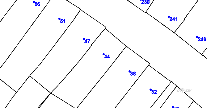 Parcela st. 44 v KÚ Perná, Katastrální mapa