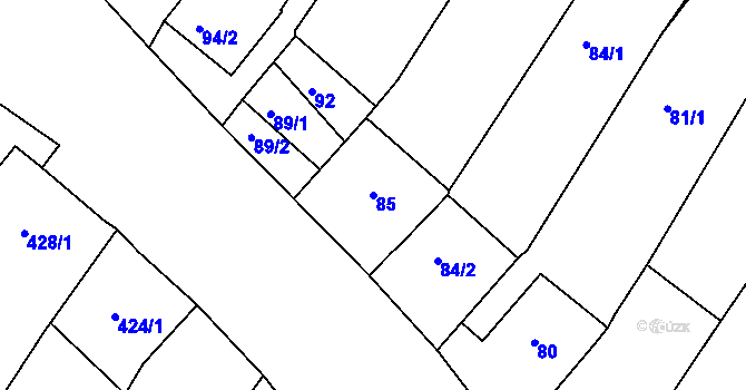 Parcela st. 85 v KÚ Perná, Katastrální mapa