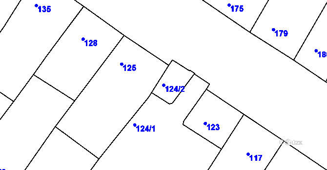 Parcela st. 124/2 v KÚ Perná, Katastrální mapa