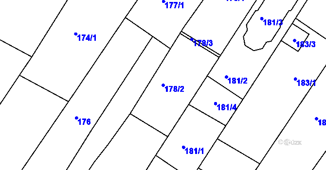 Parcela st. 178/2 v KÚ Perná, Katastrální mapa