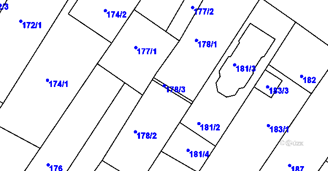 Parcela st. 178/3 v KÚ Perná, Katastrální mapa