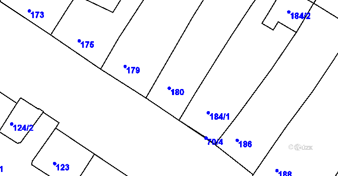 Parcela st. 180 v KÚ Perná, Katastrální mapa