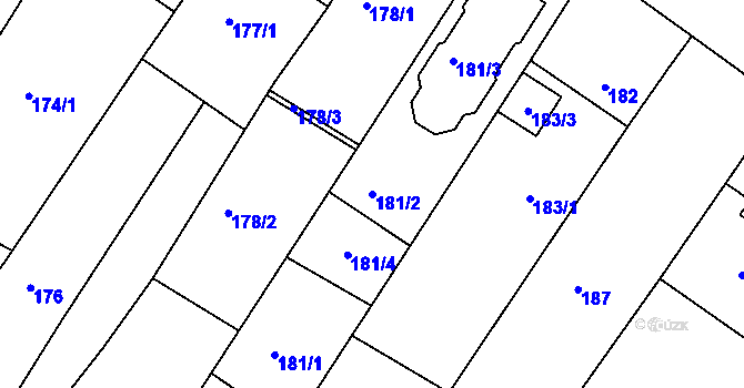Parcela st. 181/2 v KÚ Perná, Katastrální mapa