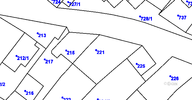 Parcela st. 221 v KÚ Perná, Katastrální mapa