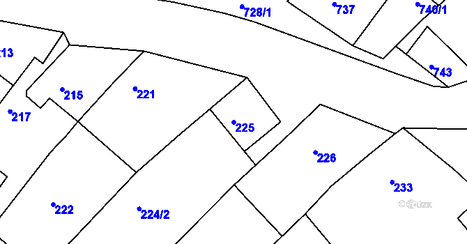 Parcela st. 225 v KÚ Perná, Katastrální mapa