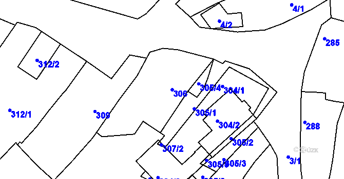 Parcela st. 306 v KÚ Perná, Katastrální mapa