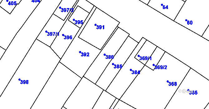 Parcela st. 386 v KÚ Perná, Katastrální mapa