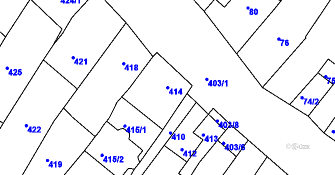 Parcela st. 414 v KÚ Perná, Katastrální mapa