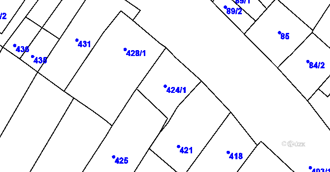 Parcela st. 424/1 v KÚ Perná, Katastrální mapa