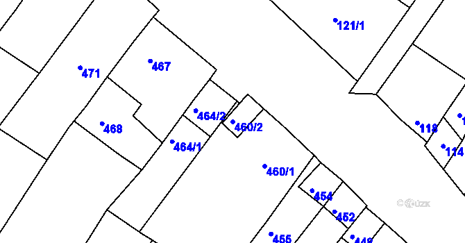 Parcela st. 460/2 v KÚ Perná, Katastrální mapa