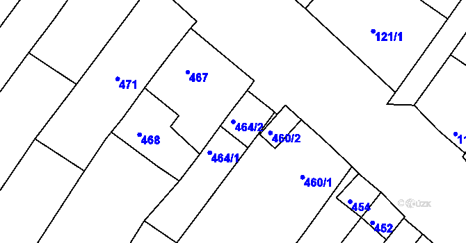 Parcela st. 464/2 v KÚ Perná, Katastrální mapa